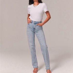 Abercrombie and Fitch, 90s ultra high wise straight jeans with slits